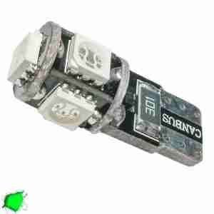 Λαμπτήρας LED T10 Can Bus με 5 SMD 5050 Πράσινο GloboStar 25001