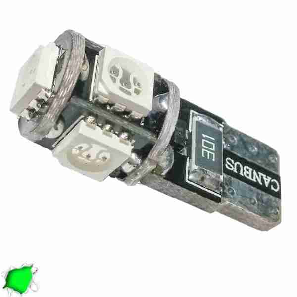 Λαμπτήρας LED T10 Can Bus με 5 SMD 5050 Πράσινο GloboStar 25001
