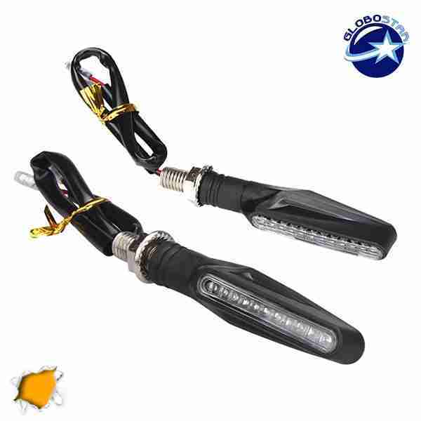 LED Φλάς Σετ 2 Τεμαχίων Μοτοσυκλέτας Universal με 12 Smd Πορτοκαλί GloboStar 44542