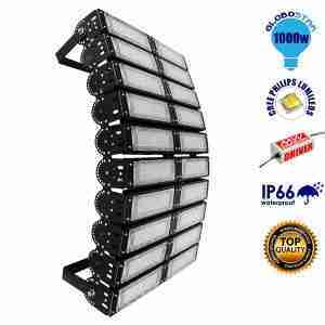 Φωτιστικό Προβολέας Γηπέδων LED 1000 Watt Ψυχρό Λευκό 5000K MeanWell Driver - Philips Lumiled με Ρυθμιζόμενες Μοίρες GloboStar 03500
