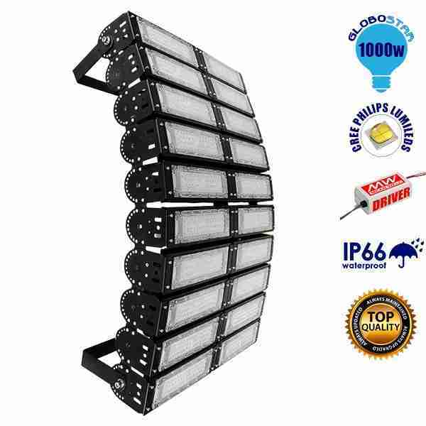 Φωτιστικό Προβολέας Γηπέδων LED 1000 Watt Ψυχρό Λευκό 5000K MeanWell Driver - Philips Lumiled με Ρυθμιζόμενες Μοίρες GloboStar 03500