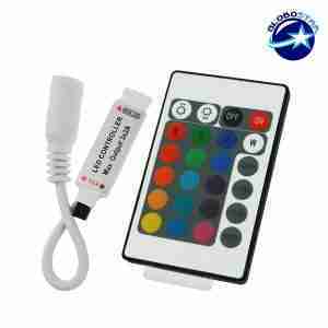 LED RGB Controller με Καλώδιο και Ασύρματο Χειριστήριο RF 12 Volt 72 Watt GloboStar 04034