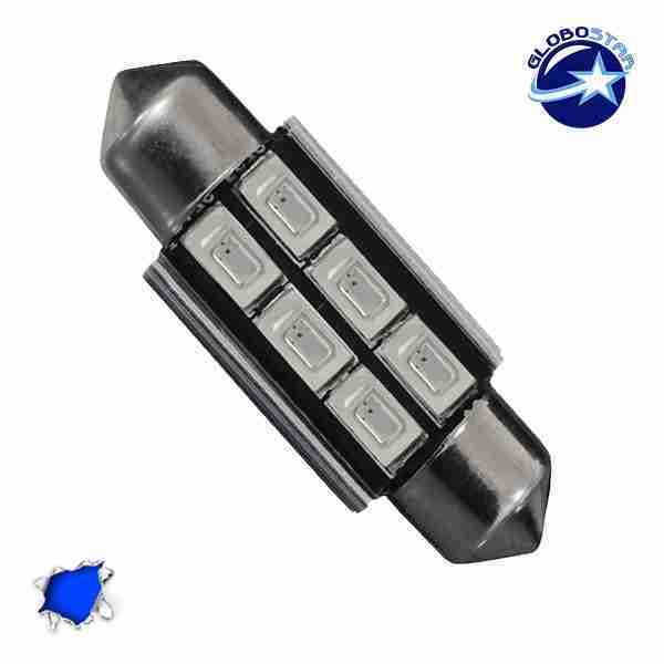 Σωληνωτός LED 39mm Can Bus με 6 SMD 5630 Μπλε GloboStar 40160