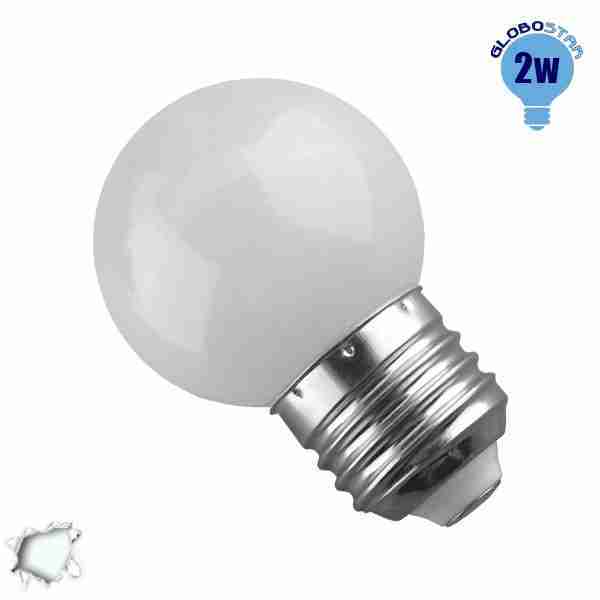 Mini Γλόμπος LED G45 2 Watt Ψυχρό Λευκό GloboStar 64003