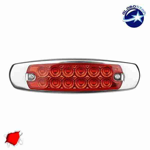 LED Πλευρικά Φώτα Όγκου Φορτηγών Αλουμινίου Νίκελ IP66 14 SMD 24 Volt Κόκκινο GloboStar 75476