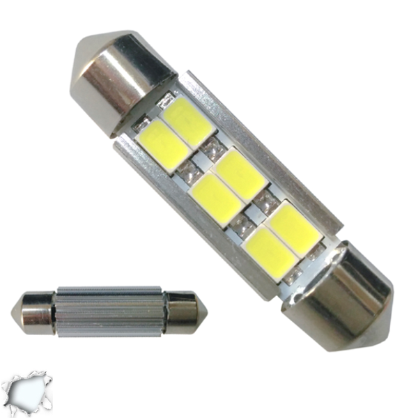 Σωληνωτός LED 42mm Can Bus 6 SMD 5630 10-30 Volt Ψυχρό Λευκό GloboStar 77357