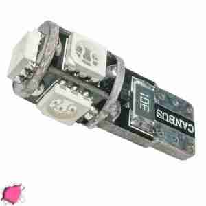 Λαμπτήρας LED T10 Can Bus με 5 SMD 5050 Φούξια GloboStar 25002