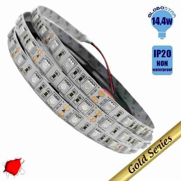 Ταινία LED 14.4 Watt 12 Volt Κόκκινο IP20 GloboStar 14240