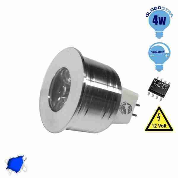 Σποτάκι LED MR11 4 Watt 10-30 Volt Μπλε GloboStar 88963