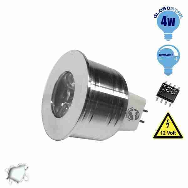 Σποτάκι LED MR11 4 Watt 10-30 Volt Ψυχρό Λευκό GloboStar 88959