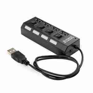 GEMBIRD USB 2.0 POWERED 4-PORT HUB WITH SWITCHES BLACK