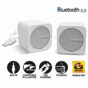 SONIC GEAR BLUETOOTH 5,2 SPEAKERS 2,0 BLUE CUBE WHITE