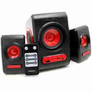 SONIC GEARS USB POWERED XTREME BASS SPEAKERS 2,1 BLACK FESTIVE RED