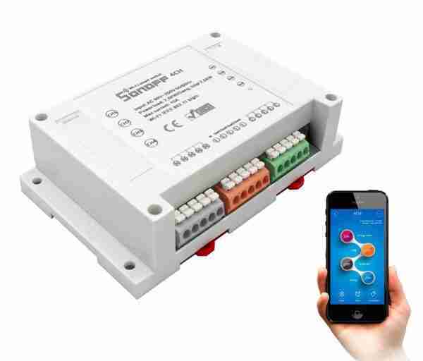 SONOFF Smart Διακόπτης WiFi 4CH R2, 4 θέσεων, 10A, WiFi, λευκό