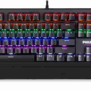 PHILIPS ενσύρματο μηχανικό πληκτρολόγιο SPK8403, ambiglow, μαύρο