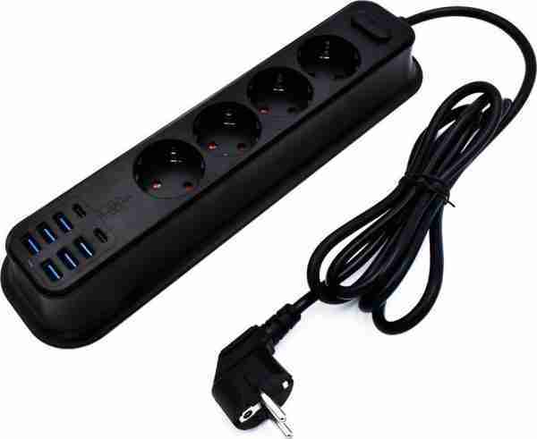 Moxom Πολύπριζο 4 Θέσεων με USB και Μήκος Καλωδίου 2m MX-ST05 Μαύρο