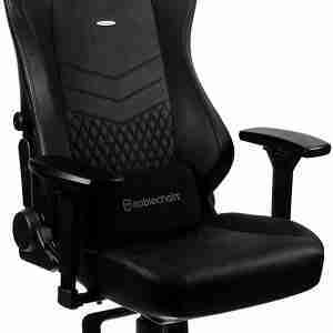 noblechairs HERO Pure Leather Gaming Chair - cold foam, steel armrests,  60mm casters, 150kg - black