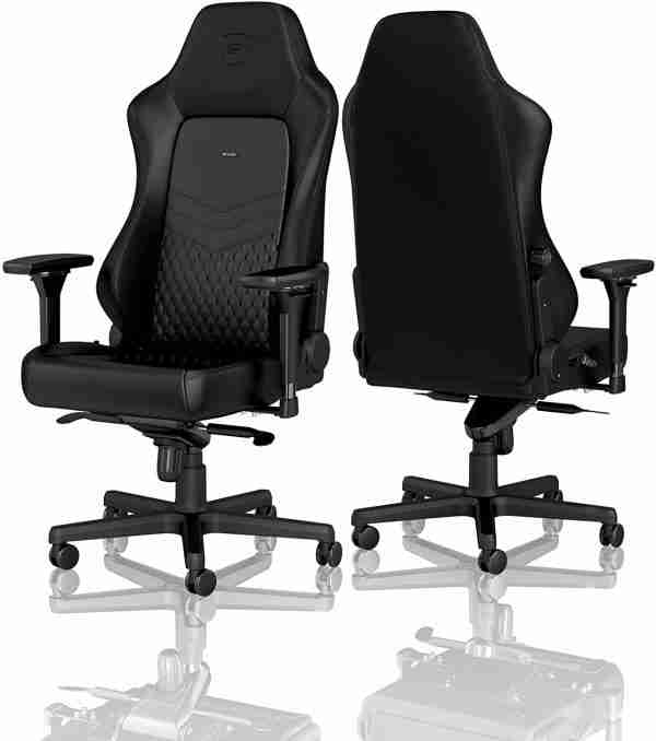 noblechairs HERO Pure Leather Gaming Chair - cold foam, steel armrests,  60mm casters, 150kg - black - Image 6
