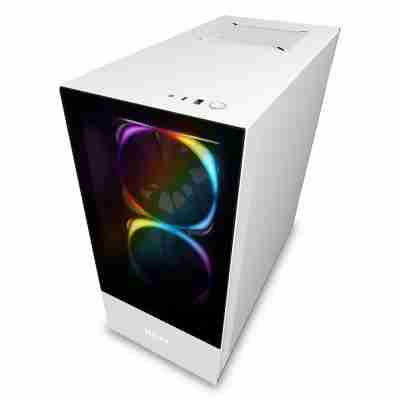 H510 Elite White Black High Right Power ON rgb lighting