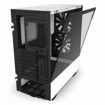 H510 Elite White Black no system rear hinged glass