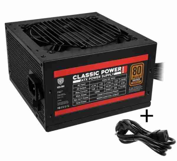 Kolink Classic Power 80 PLUS Bronze PSU 600 Watt PC Power Supply - With Cable