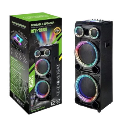 MT-1228 Φορητό ηχείο με μικρόφωνο & τηλεχειριστήριο 1200W 12"*2 - Portable speaker