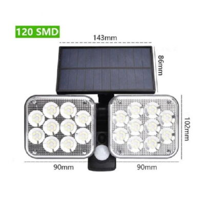 Ηλιακός προβολέας led με αισθητήρα κίνησης 120 smd JD 2108 Solar sensor light 1