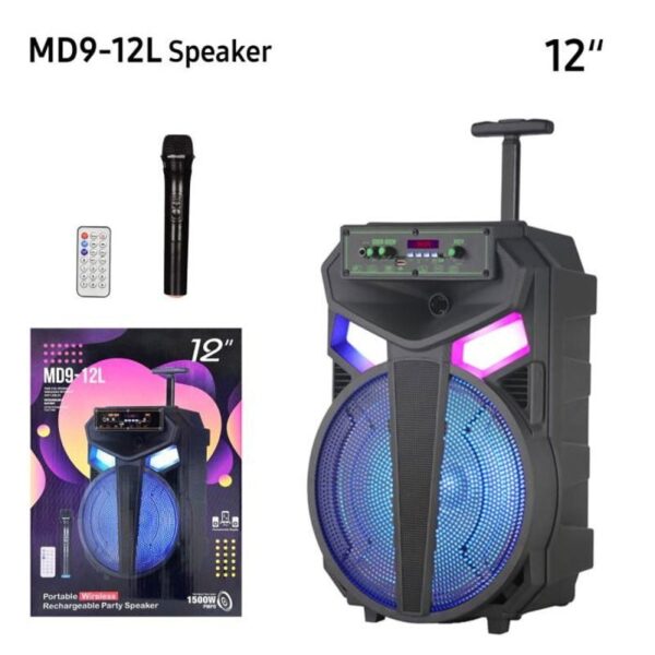 Φορητό ηχείο 1500W με μικρόφωνο & τηλεχειριστήριο MD9-12L 12" - Portable wireless speaker