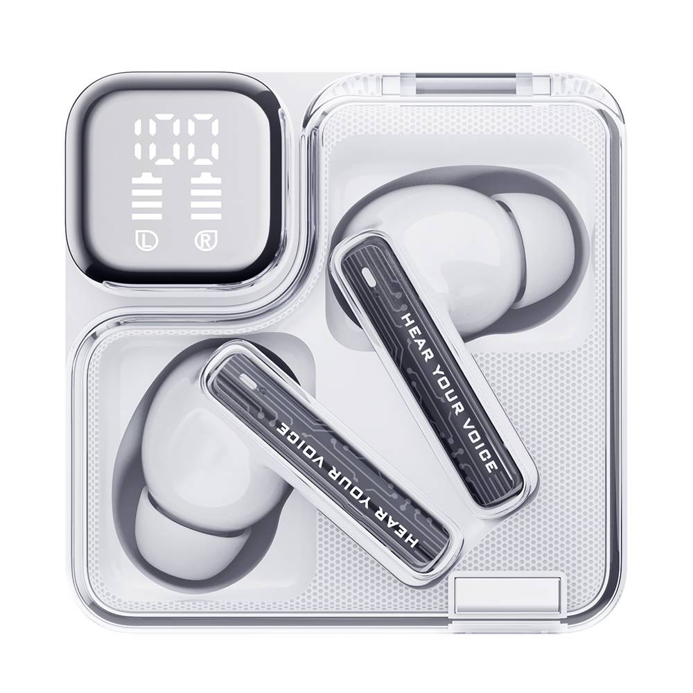 QCY Melobuds Neo White – TWS BT Earbuds with LED Display, Dual Connection, Anti-air calls 7h