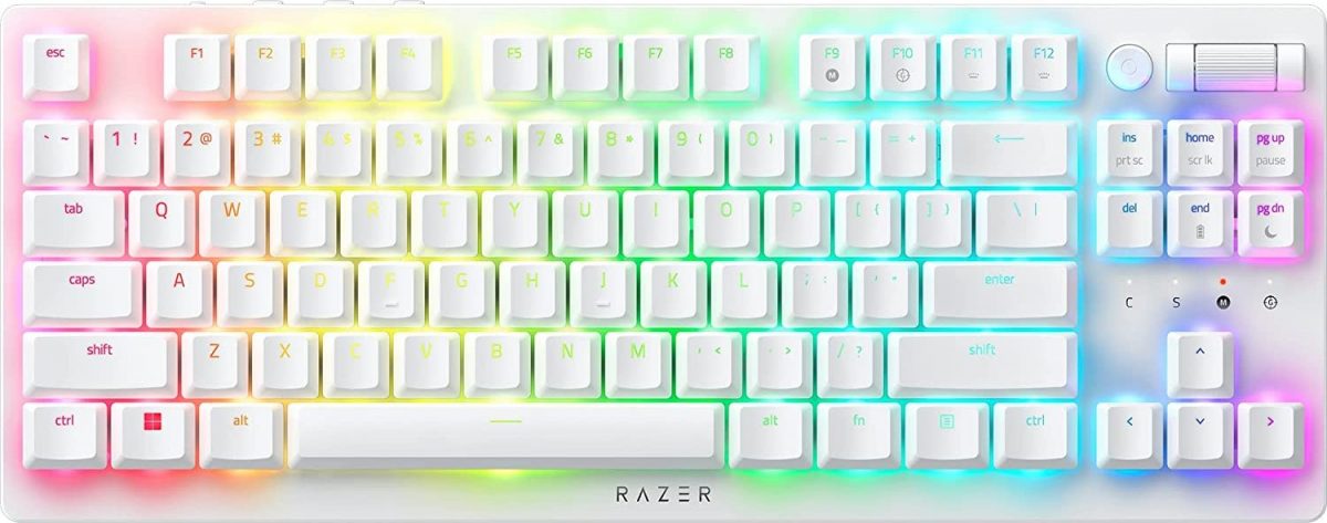Razer DEATHSTALKER V2 PRO TKL WHITE – Wireless – Low Profile – Linear Red – Optical Switches – 50H