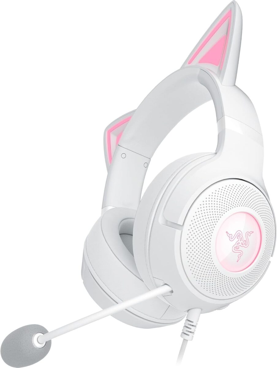 Razer KRAKEN KITTY V2 – White – RGB – USB 7.1 Gaming Headset – Kitty Ears – PC / PS5 / SWITCH