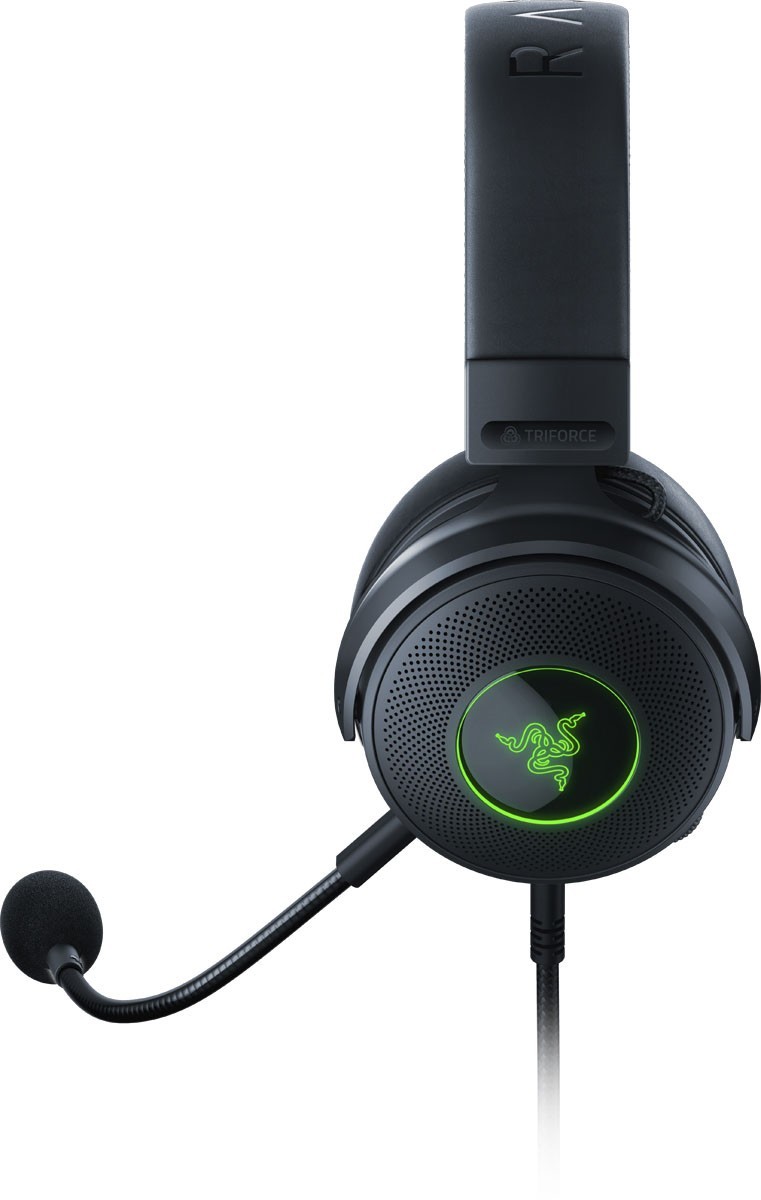 Razer KRAKEN V3 - Wired USB THX RGB Gaming Headset 3 ένα σετ ακουστικών για Games που υποστηρίζεται από το Razer Chroma™ RGB για δυναμικό φωτισμό ενσωματωμένο στα παιχνίδια και τις συσκευές σας. Υποστηριζόμενο από προηγμένους οδηγούς και ήχο surround για ζωντανό ήχο. Τα Games σας δεν ακουγόντουσαν ποτέ τόσο καλά.
