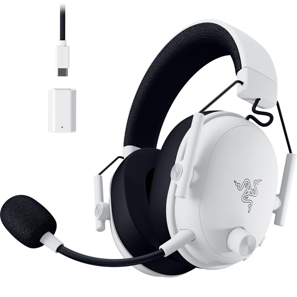 Razer BLACKSHARK V3 White – Wireless Gaming Headset – 70h Battery – 2.4GHz/BT/USB – PC/PS5/Switch