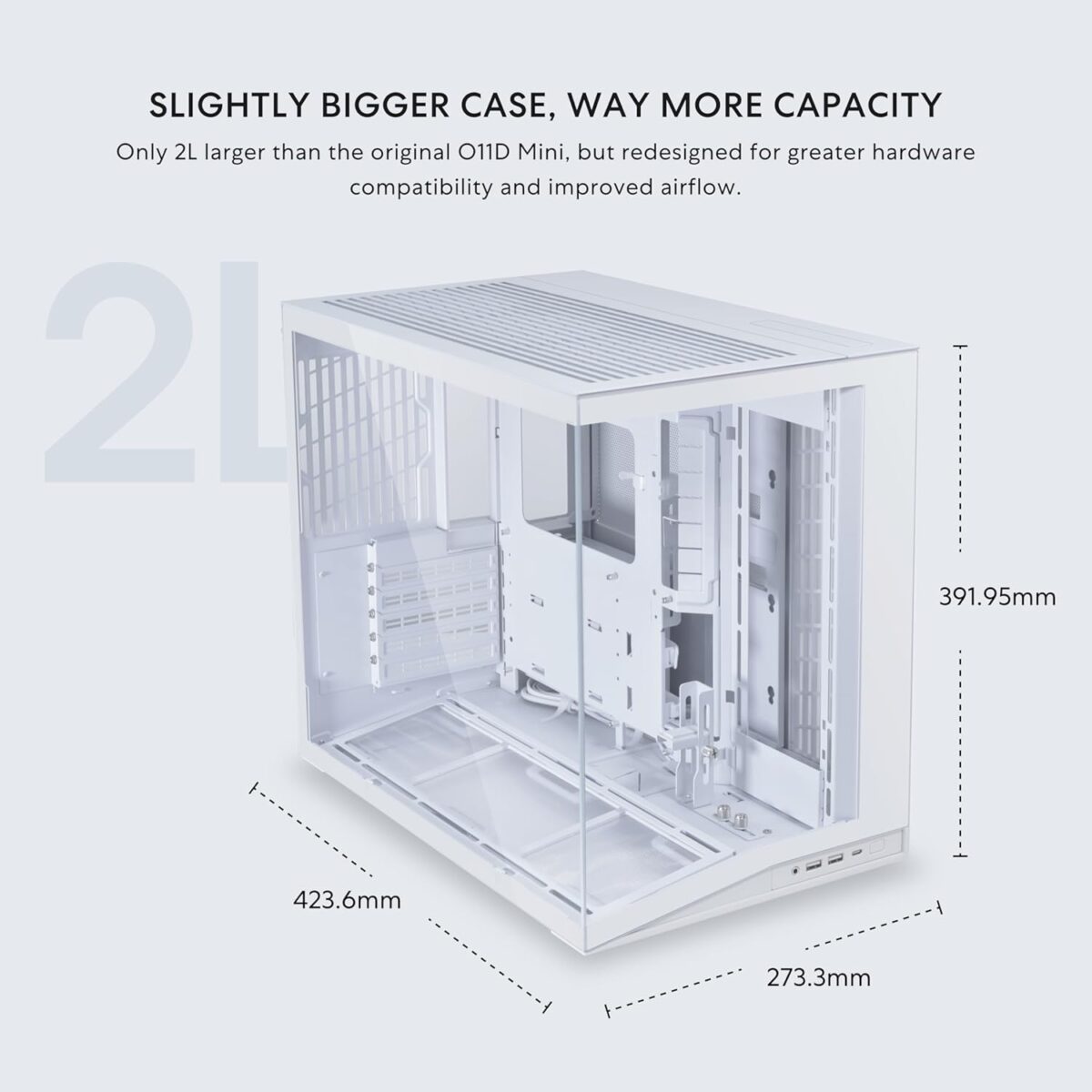 Lian Li O11D Mini V2 WHITE - ATX PC GAMING CASE - IMPROVED AIRFLOW - GPU SUPPORT BRACKET 4 αλλά και βελτιώνει σημαντικά την απόδοση ψύξης της GPU.