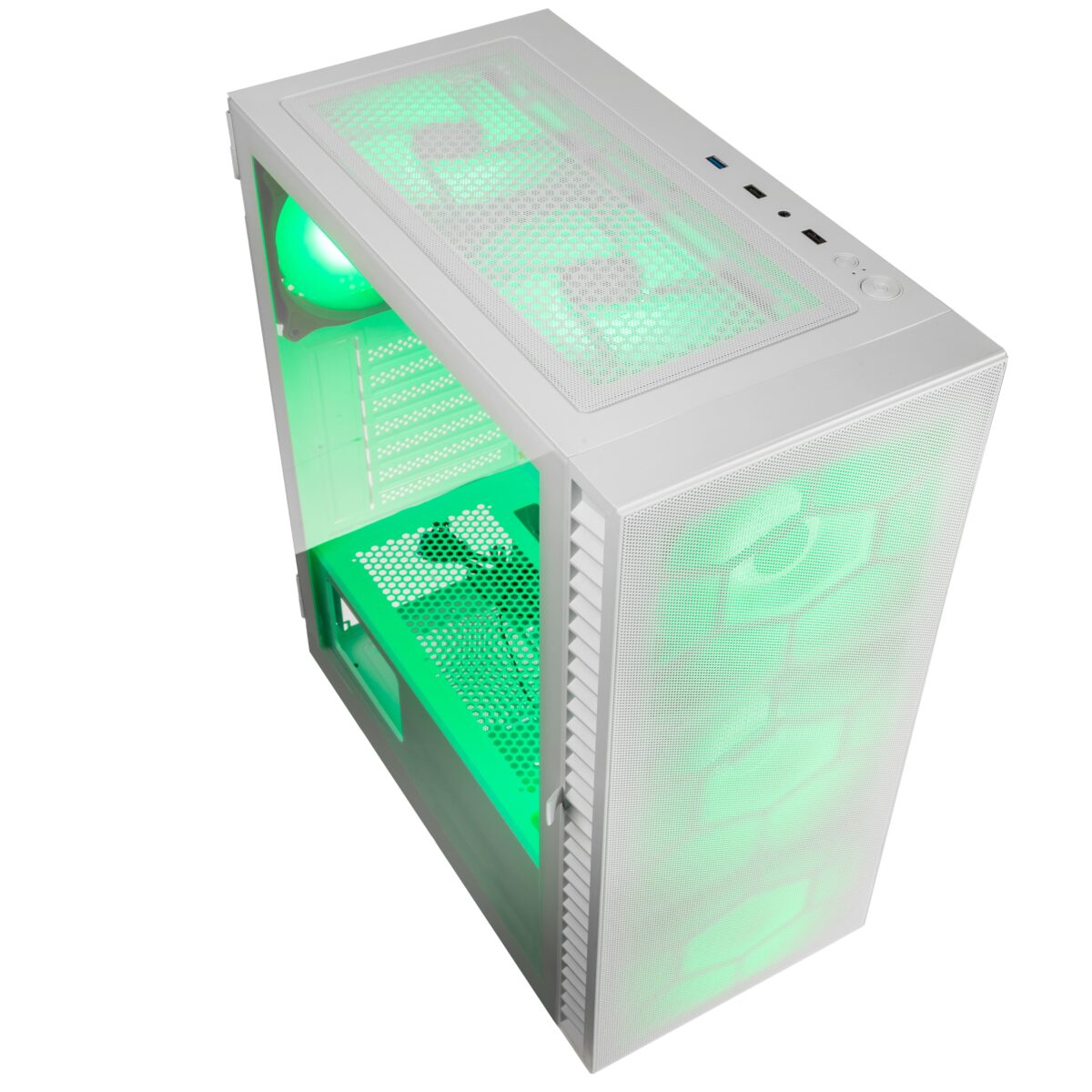 Kolink Observatory HF Mesh ARGB Midi Tower Case – White (with 6 ARGB fans – 3x140mm & 3x120mm )