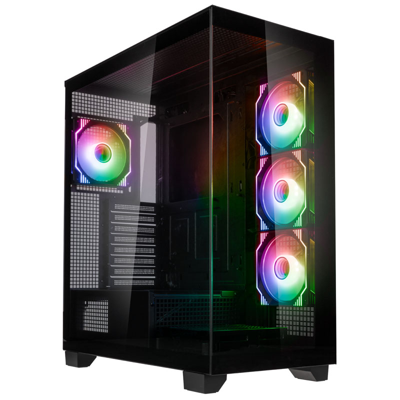 Kolink Unity Arena ARGB Midi Tower Showcase – Black E-ATX 420mm clearance with 4 ARGB Fans