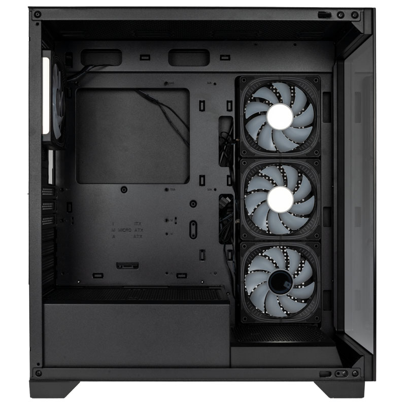 Kolink Unity Peak ARGB Midi Tower Showcase - Black ATX 400mm clearance with 4 ARGB Fans 3 καθιστώντας αυτό το πλαίσιο μια πραγματική βιτρίνα. Το λεπτό πλέγμα και ο εξαερισμός στο επάνω και το κάτω πάνελ