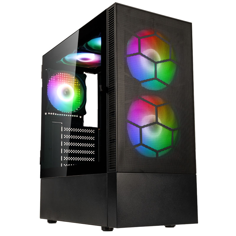 Kolink Observatory MX Mesh ARGB Midi Tower Case – Black (with 5 ARGB fans – 2x140mm & 3x120mm)