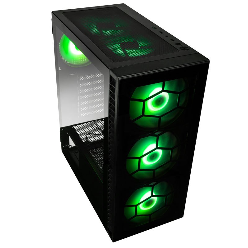 Kolink Observatory HF Plus Glass ARGB PWM Midi Tower Case Black with 6 ARGB PWM Fans (5x140mm 1×120)