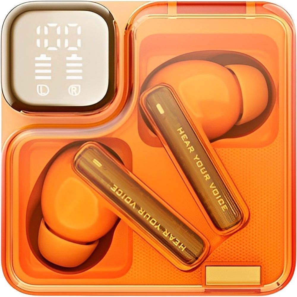 QCY Melobuds Neo Orange – TWS BT Earbuds with LED Display, Dual Connection, Anti-air calls 7h