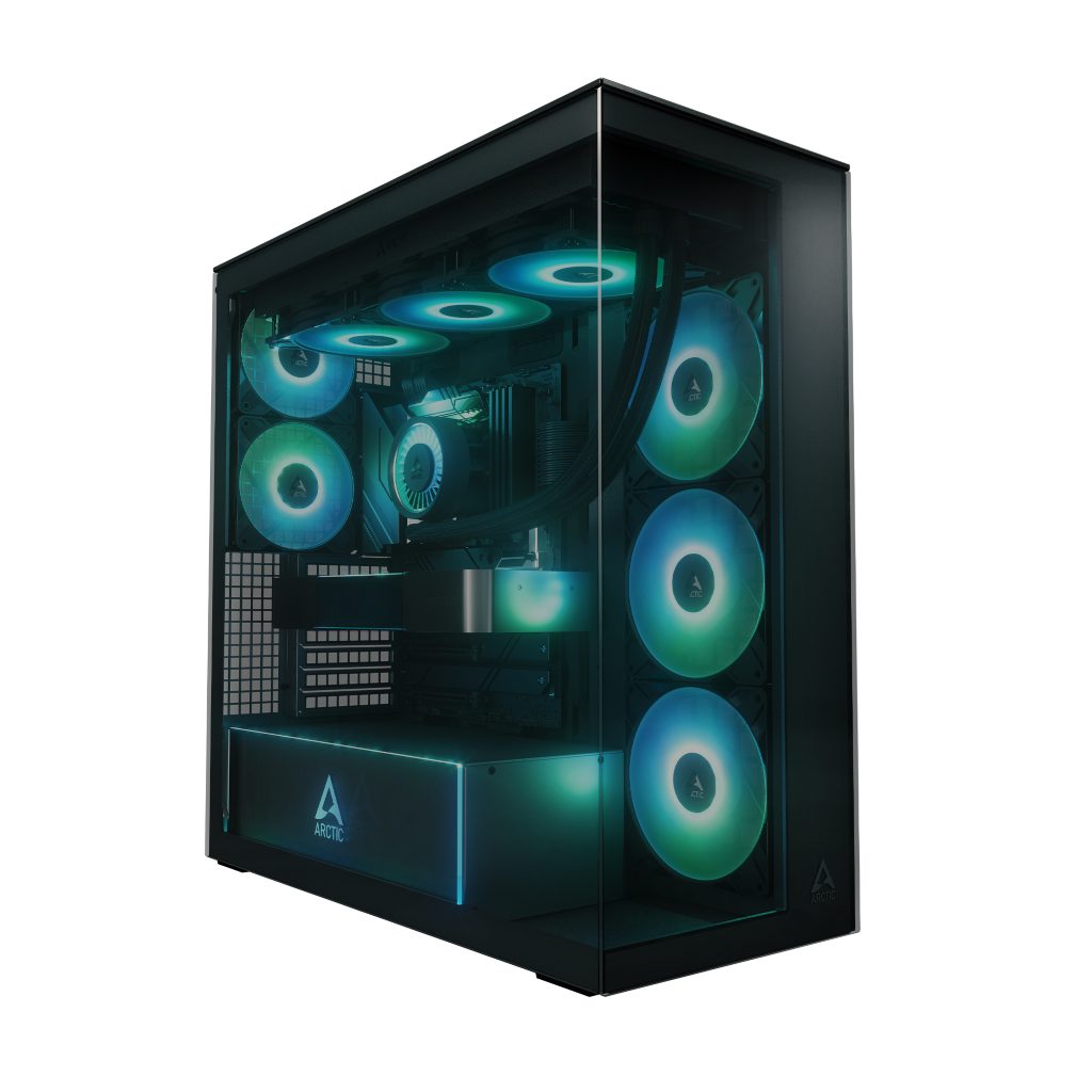 Arctic Xtender (Black) black window w/o GPU vertical mount – Mid Tower Case w. A-RGB Fans