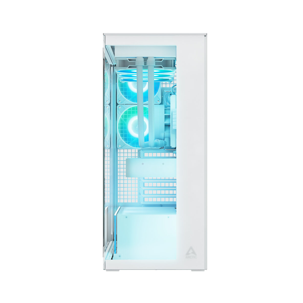 Arctic Xtender (White) transparent window w/o GPU vertical mount - Mid Tower Case w. A-RGB Fans 3 Το Xtender είναι ένα περίβλημα πανοραμικής προβολής με υψηλή ροή αέρα για μέγιστη κυκλοφορία αέρα. Πέντε προεγκατεστημένοι ανεμιστήρες εξασφαλίζουν αποτελεσματική ψύξη των εξαρτημάτων υψηλής απόδοσης. Η μονάδα τροφοδοσίας (PSU) θα τοποθετηθεί περίπου 20 mm πάνω από το κάτω μέρος για να εξασφαλιστεί η βέλτιστη παροχή φρέσκου αέρα.