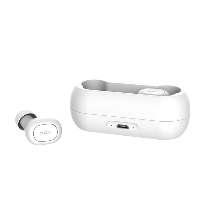 QCY T1C TWS WHITE True Wireless Earbuds 5.0 Bluetooth Headphones 80hrs