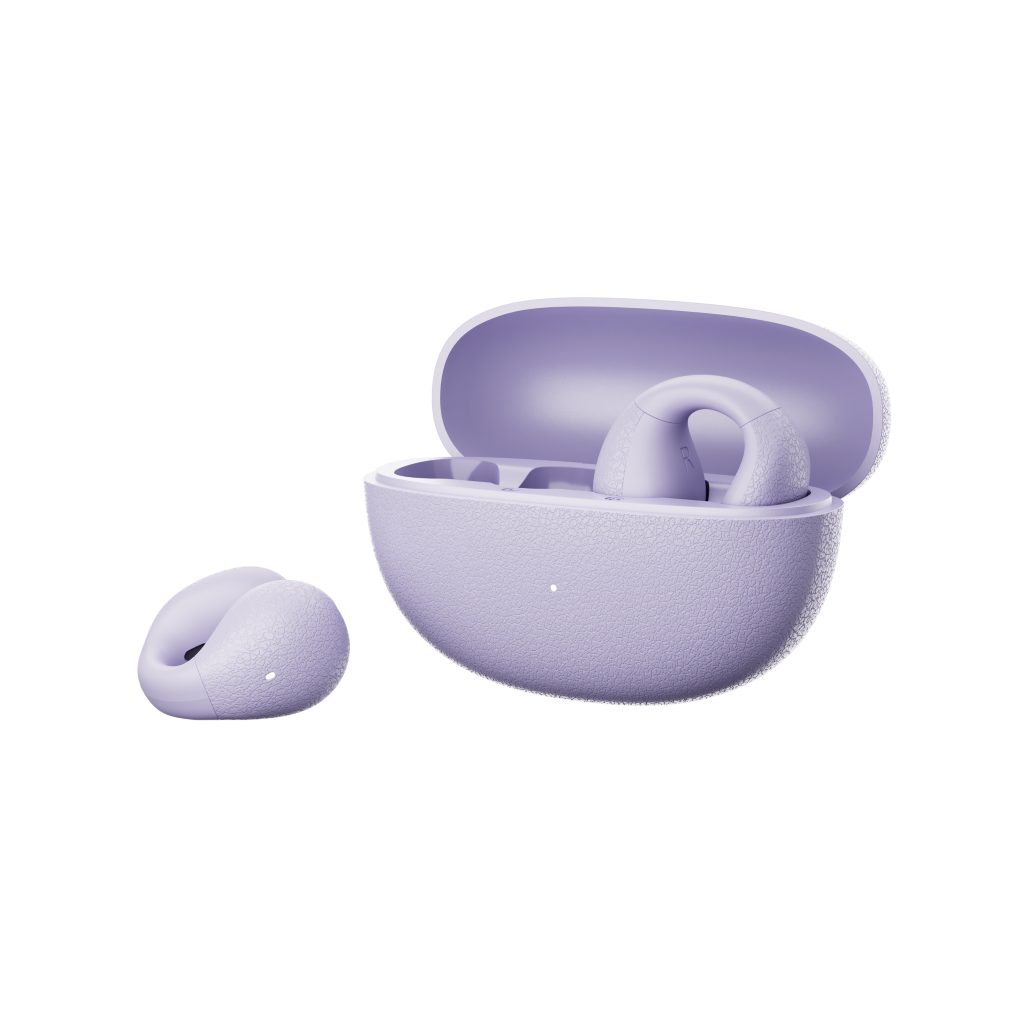 QCY Crossky C10 Purple Open Ear TPU Earclip, IPX5 Call Noise Reduction BT 5.4 Earbuds 30h 3 Τα ακουστικά διαθέτουν μια κομψή ματ υφή σε συνδυασμό με φινίρισμα δερματίνης