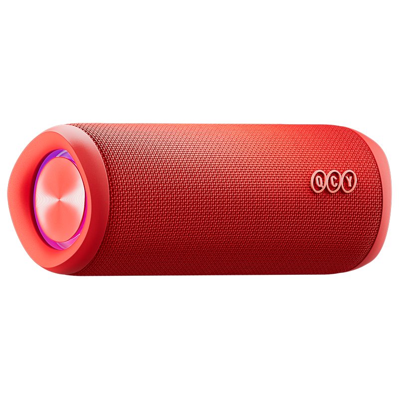 QCY SP7 Red –  Portable Bluetooth Speaker w Stereo Sound 40W, Mic for Calls, RGB Light Show