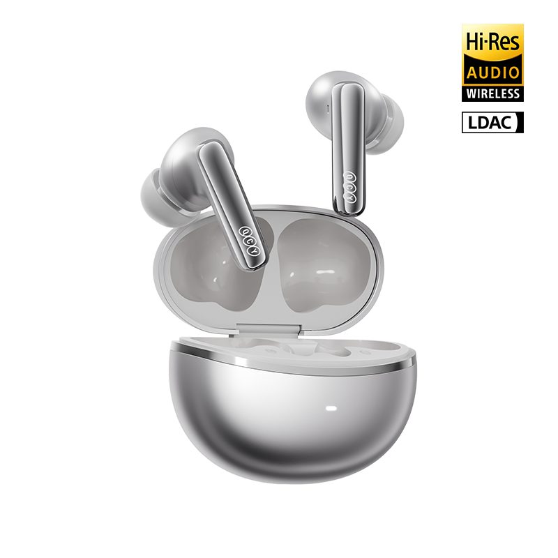 QCY Melobuds N70 ANC Silver Titanium – HT18 TWS Flagship Hi-Res Earbuds BT 6.0 IPX5 Wireless charge