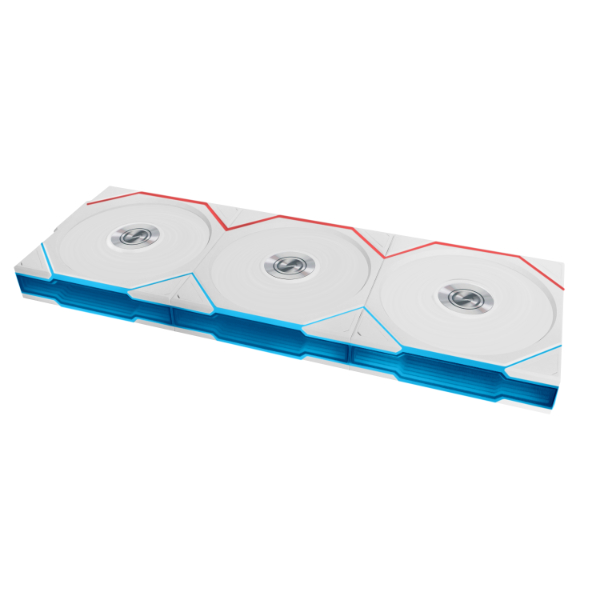 Lian Li UNI FAN TL-LCD Wireless Reverse 120 White (3pcs & controller) Case Fan 3 αυτοί οι ανεμιστήρες χρησιμοποιούν έναν ασύρματο πομπό. Οι ανεμιστήρες λαμβάνουν ένα σήμα 2